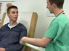 College boy gets a handjob in the doctor's office.