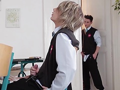 Two cum-shots apiece from this pair of bareback school fuckers!