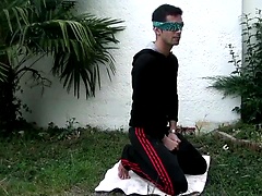 Blindfolded, he sucks his best friend