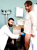 Classic Blue Balls. Hot mature hunks Joe Parker and Dr. Brendan fucking in examin room