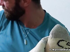 Bearded Hunks Massage each others Feet while Jerking off