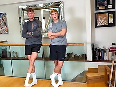 Straight Best Mates Wank Each Other's Uncut Cocks for the 1st Time & Both Cocks are Rock Hard & Cum!