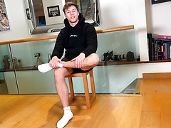 Young Straight Stud gets Wanked & Walks around with a Big Hard Uncut Erection & Cums Loads!