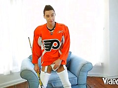 Hockey Boy Jimmy Bodine and His Big Curved Stick